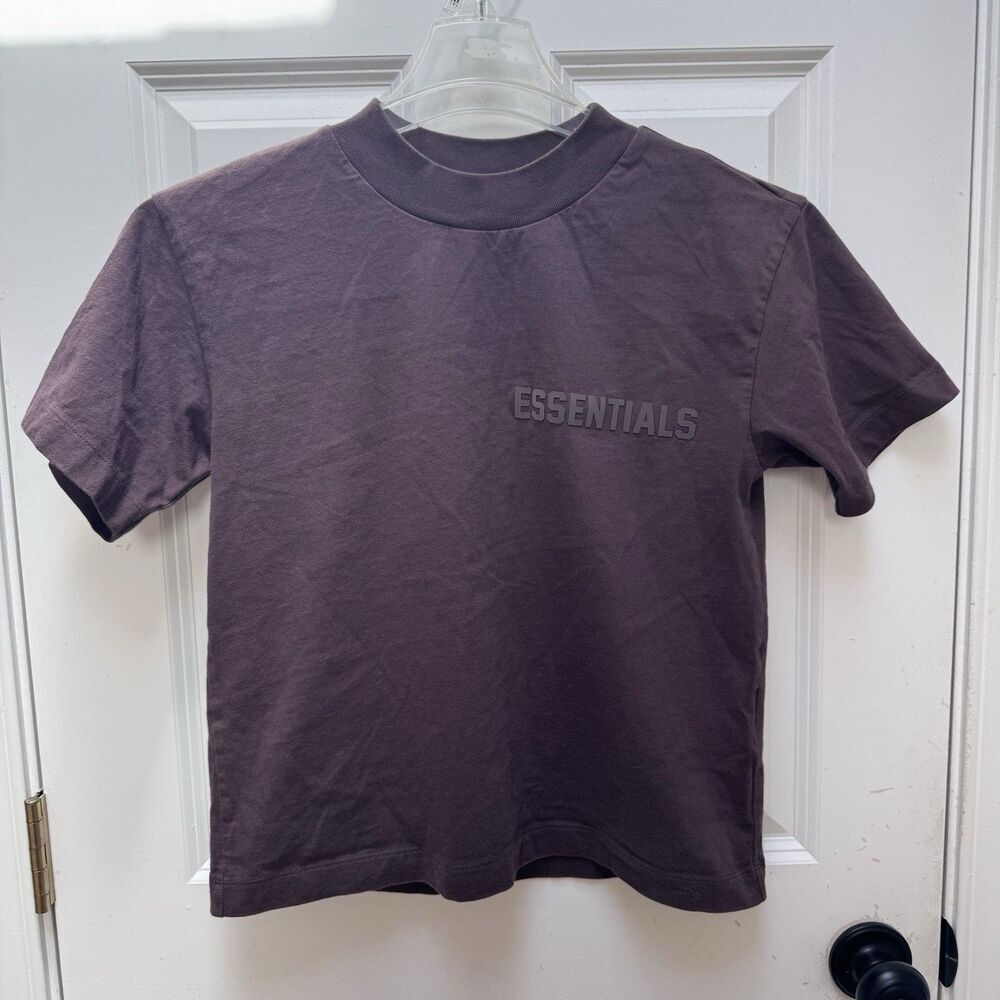 Essentials Fear Of God Unisex Cropped T-shirt Size Medium Color Brown Gummy Logo